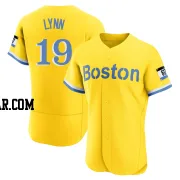 Fred Lynn Men's Boston Red Sox Gold/Light Authentic Blue 2021 City Connect Jersey