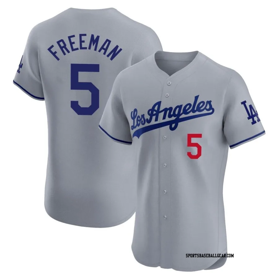 Freddie Freeman Men's Los Angeles Dodgers Gray Elite Road Jersey