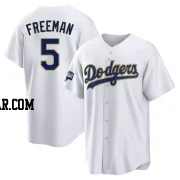 Freddie Freeman Men's Los Angeles Dodgers White/Gold Replica 2021 Gold Program Player Jersey