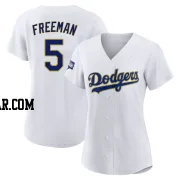 Freddie Freeman Women's Los Angeles Dodgers White/Gold Authentic 2021 Gold Program Player Jersey