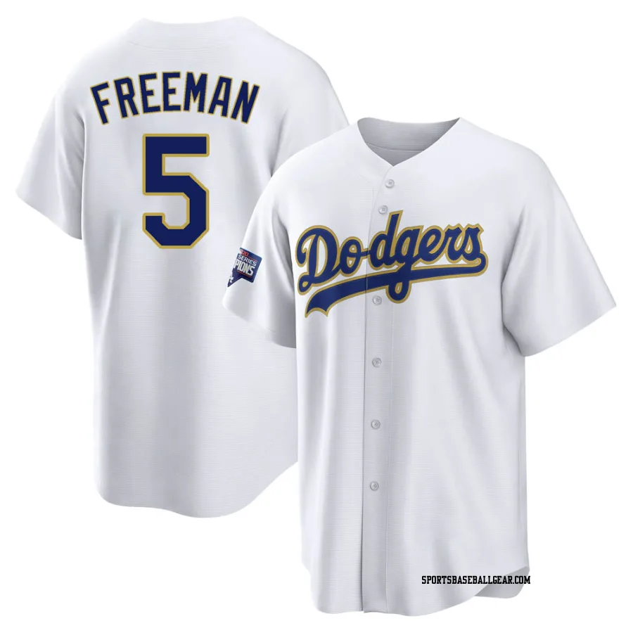 Freddie Freeman Youth Los Angeles Dodgers White/Gold Replica 2021 Gold Program Player Jersey