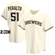 Freddy Peralta Men's Milwaukee Brewers Cream Replica Home Jersey