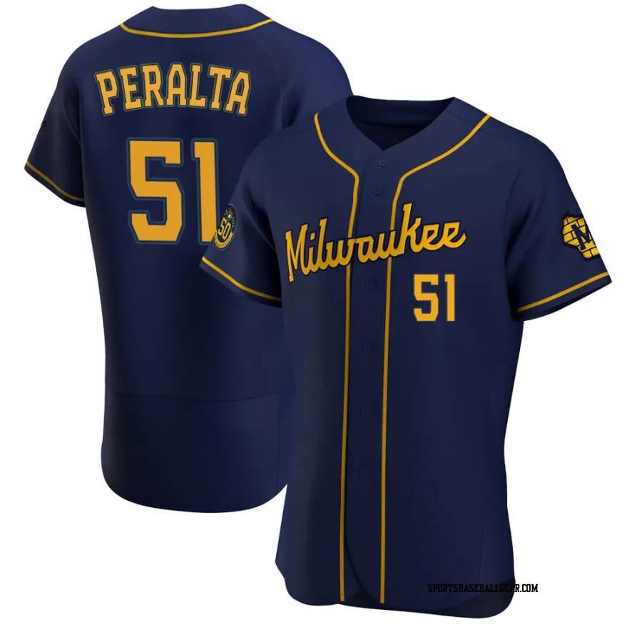 Freddy Peralta Men's Milwaukee Brewers Navy Authentic Alternate Jersey