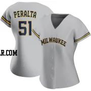 Freddy Peralta Women's Milwaukee Brewers Gray Authentic Road Jersey