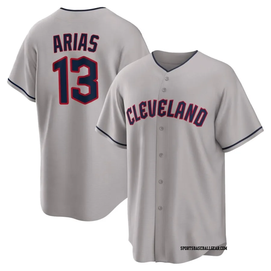 Gabriel Arias Men's Cleveland Guardians Gray Replica Road Jersey