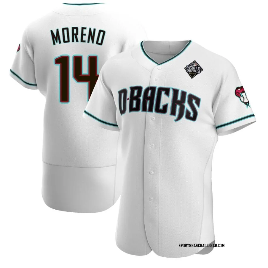 Gabriel Moreno Men's Arizona Diamondbacks White Authentic Teal Alternate 2023 World Series Jersey