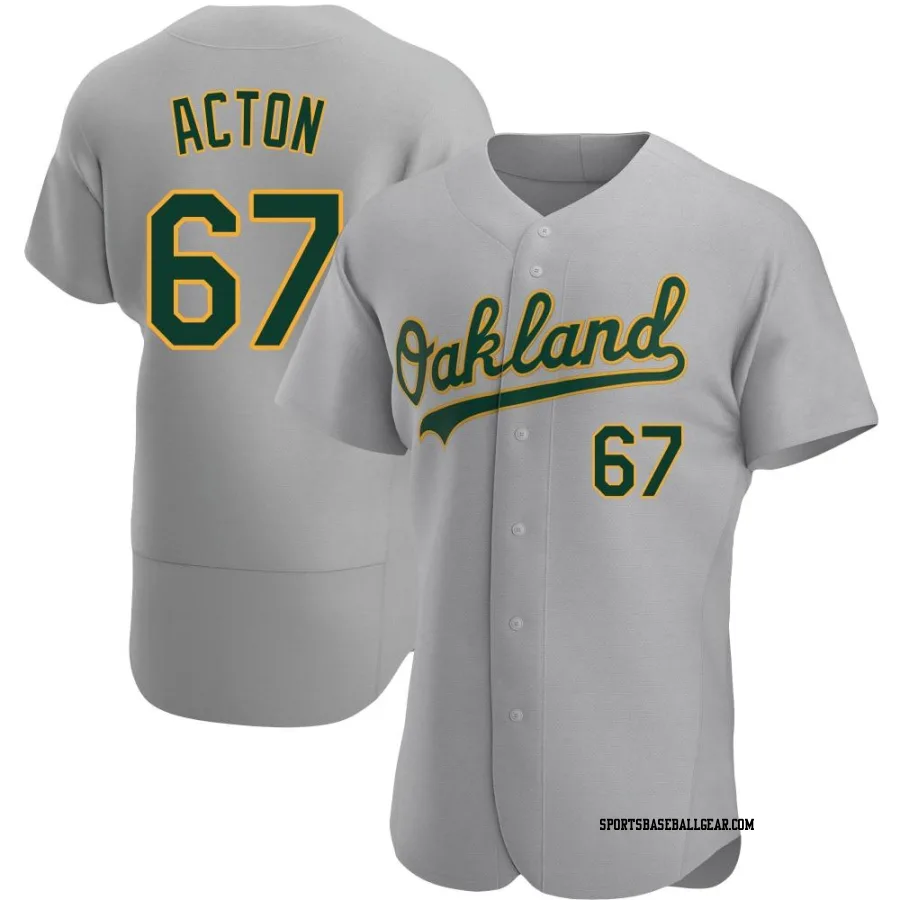 Garrett Acton Men's Oakland Athletics Gray Authentic Road Jersey