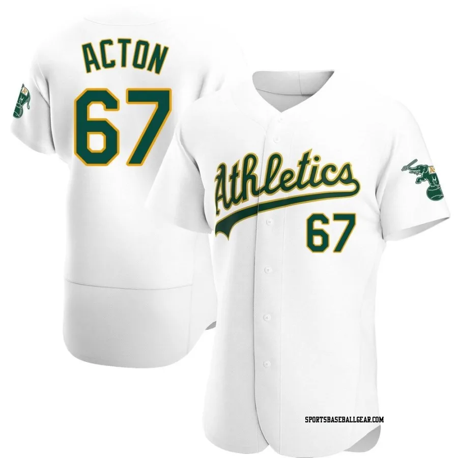 Garrett Acton Men's Oakland Athletics White Authentic Home Jersey