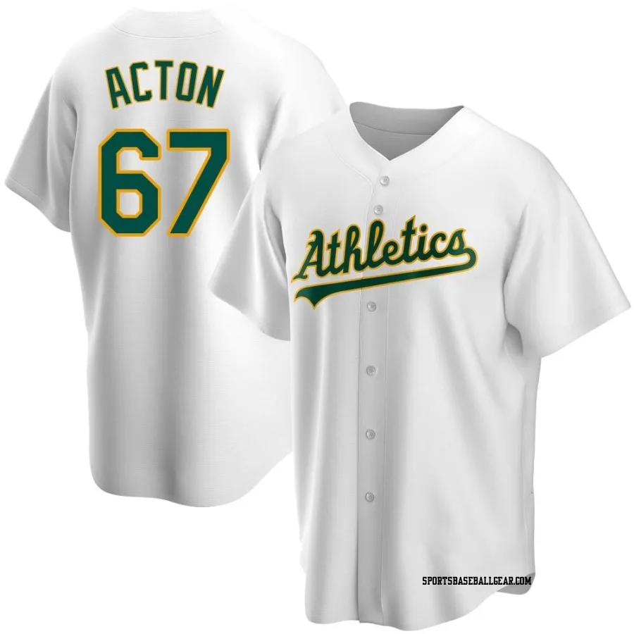 Garrett Acton Men's Oakland Athletics White Replica Home Jersey