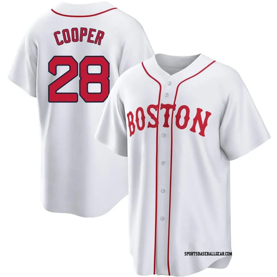 Garrett Cooper Men's Boston Red Sox White Replica 2021 Patriots' Day Jersey