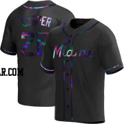 Garrett Cooper Men's Miami Marlins Black Holographic Replica Alternate Jersey