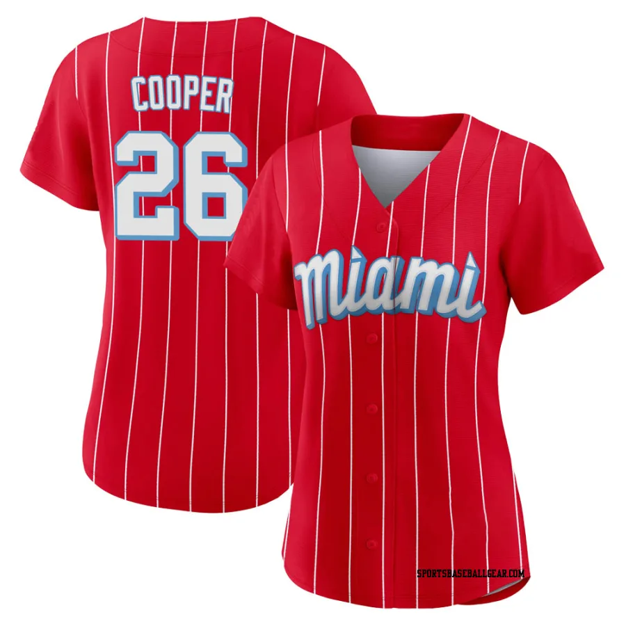 Garrett Cooper Women's Miami Marlins Red Authentic 2021 City Connect Jersey