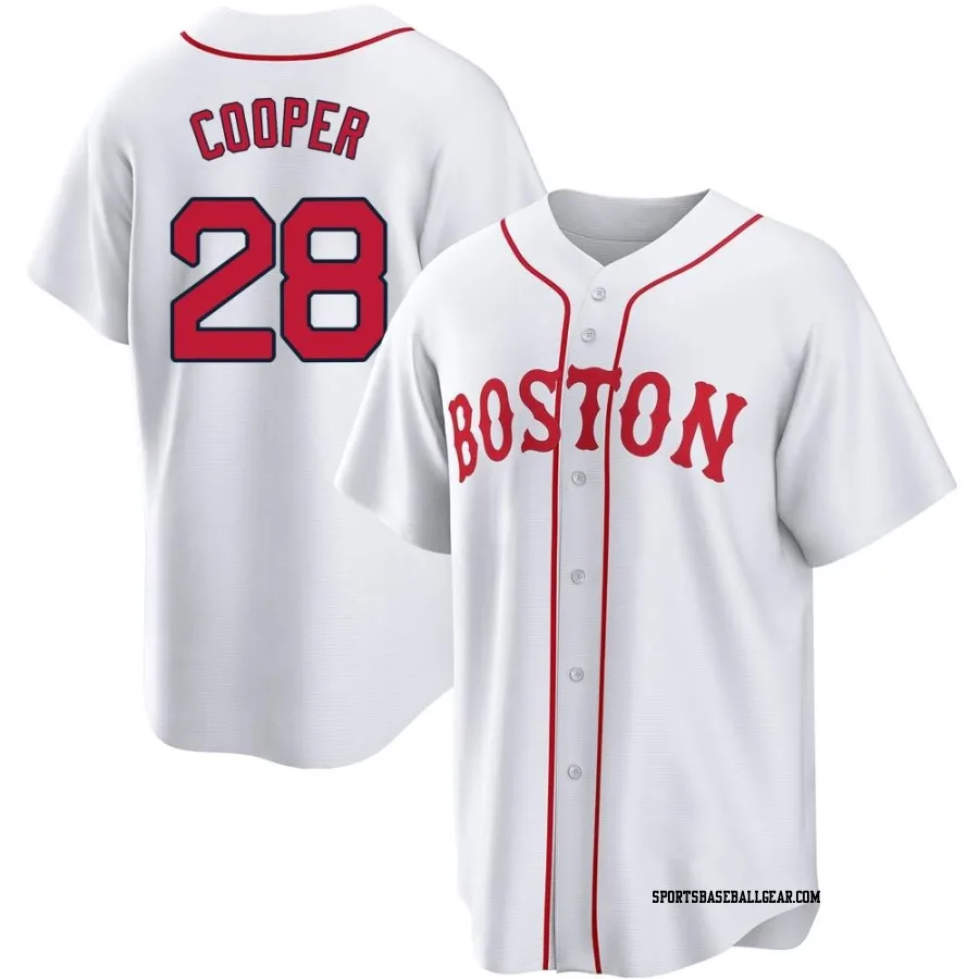 Garrett Cooper Youth Boston Red Sox White Replica 2021 Patriots' Day Jersey