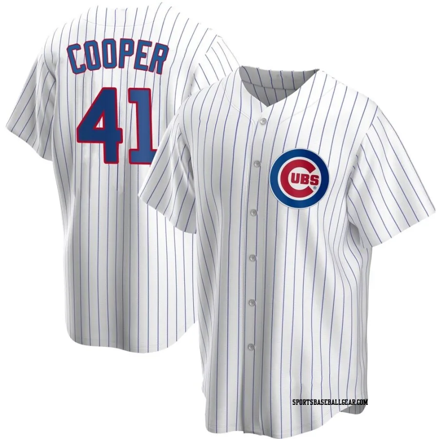 Garrett Cooper Youth Chicago Cubs White Replica Home Jersey