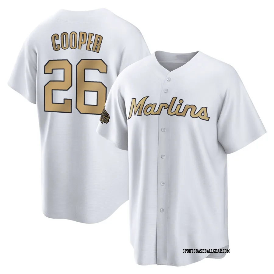 Garrett Cooper Youth Miami Marlins White Game Replica 2022 All-Star Jersey