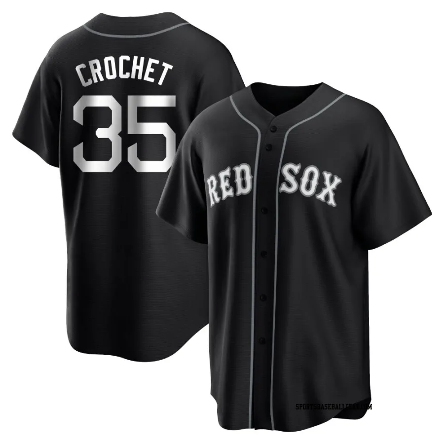 Garrett Crochet Men's Boston Red Sox Black/White Replica Jersey