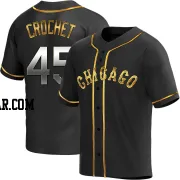 Garrett Crochet Men's Chicago White Sox Black Golden Replica Alternate Jersey