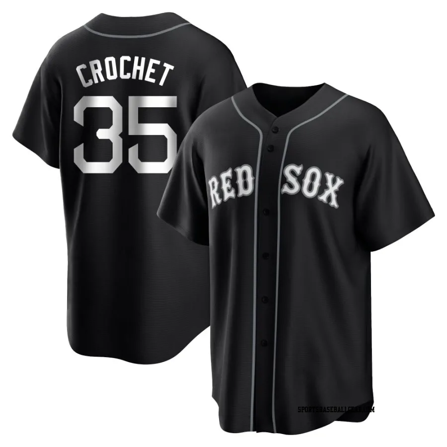 Garrett Crochet Youth Boston Red Sox Black/White Replica Jersey