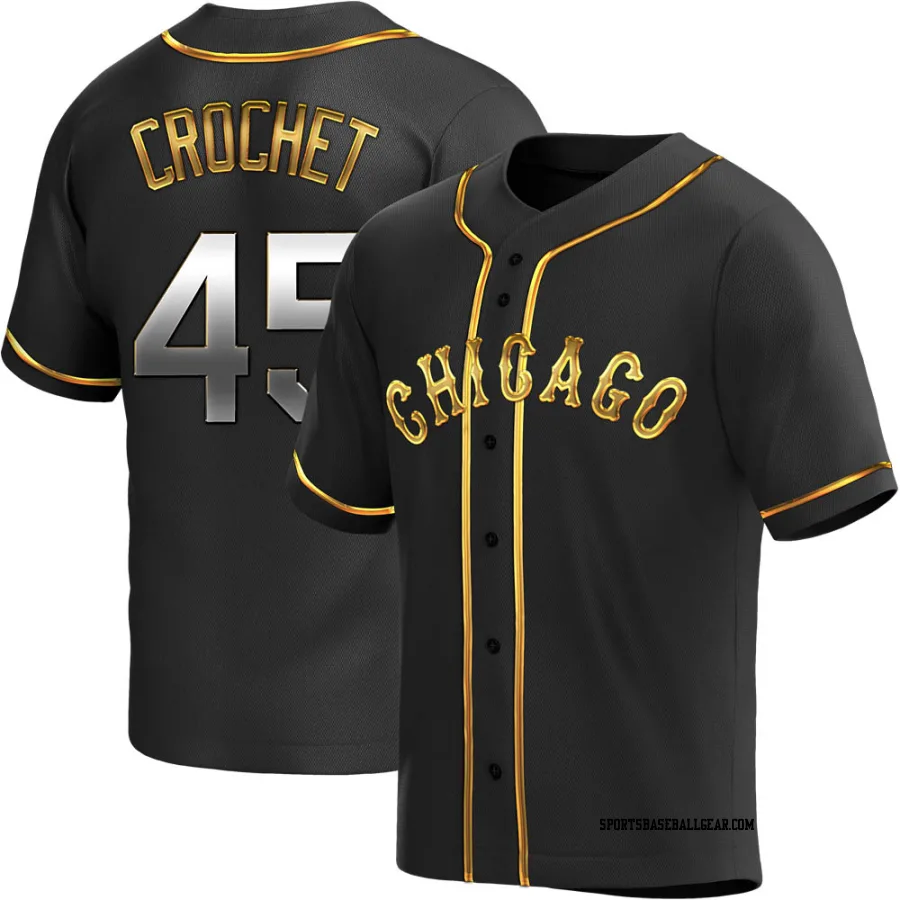 Garrett Crochet Youth Chicago White Sox Black Golden Replica Alternate Jersey