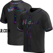 Garrett Hampson Men's Miami Marlins Black Holographic Replica Alternate Jersey