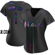 Garrett Hampson Women's Miami Marlins Black Holographic Replica Alternate Jersey