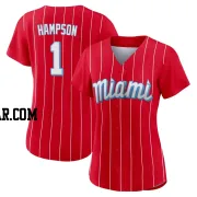 Garrett Hampson Women's Miami Marlins Red Authentic 2021 City Connect Jersey