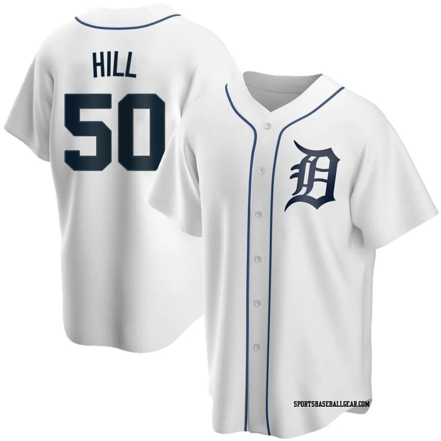 Garrett Hill Men's Detroit Tigers White Replica Home Jersey