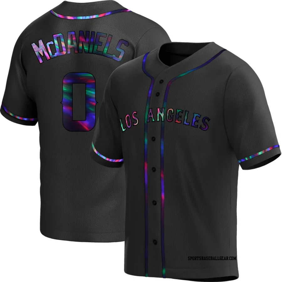 Garrett McDaniels Men's Los Angeles Angels Black Holographic Replica Alternate Jersey