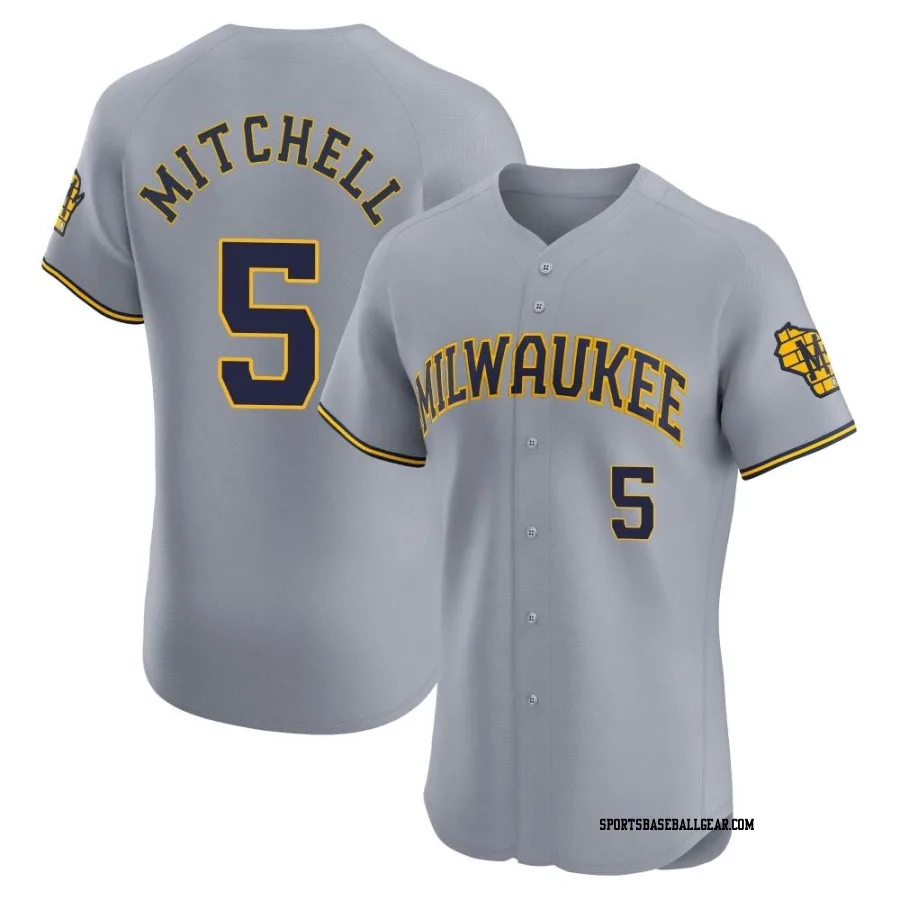 Garrett Mitchell Men's Milwaukee Brewers Gray Elite Road Jersey