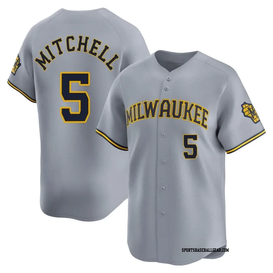 Garrett Mitchell Youth Milwaukee Brewers Gray Limited Away Jersey