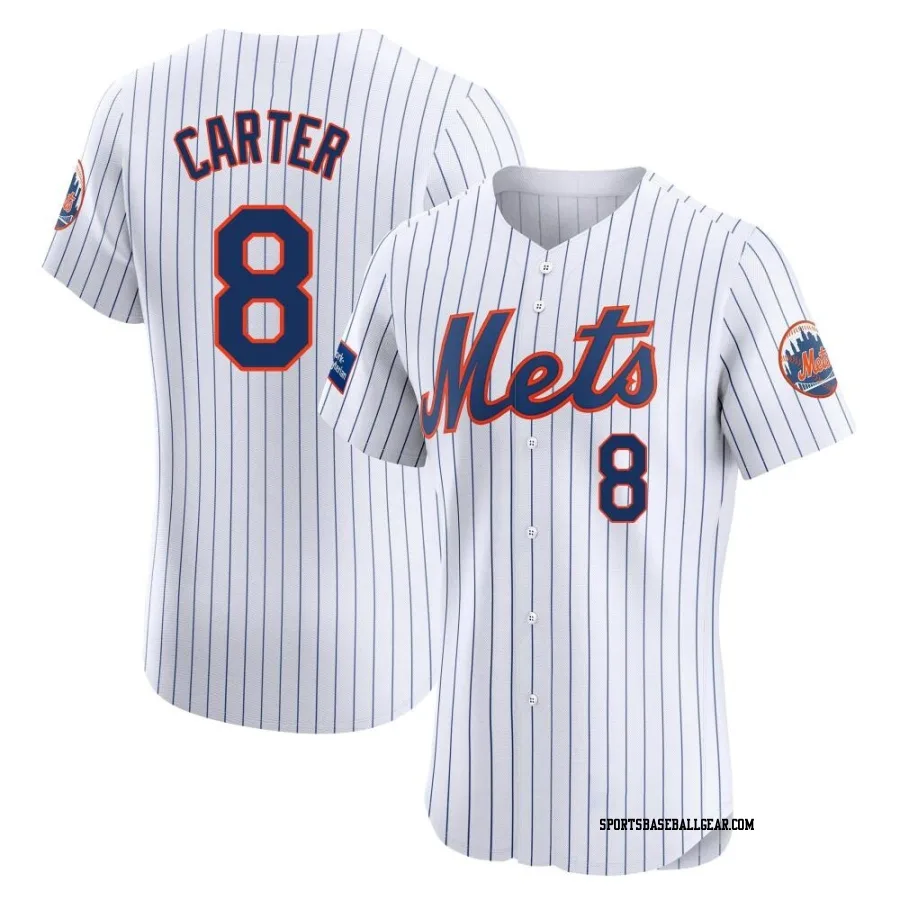 Gary Carter Men's New York Mets White Elite Home Patch Jersey