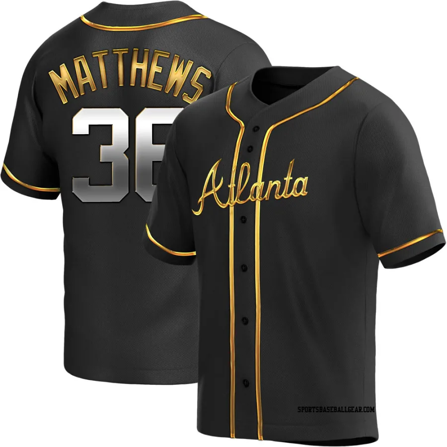 Gary Matthews Men's Atlanta Braves Black Golden Replica Alternate Jersey