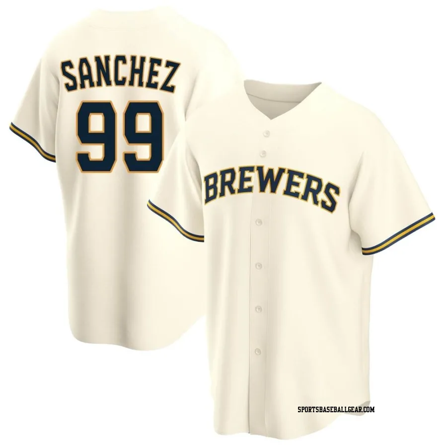 Gary Sanchez Men's Milwaukee Brewers Cream Replica Home Jersey