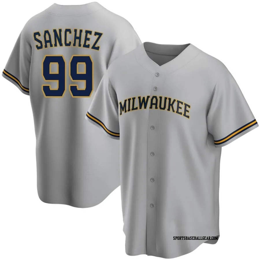 Gary Sanchez Men's Milwaukee Brewers Gray Replica Road Jersey