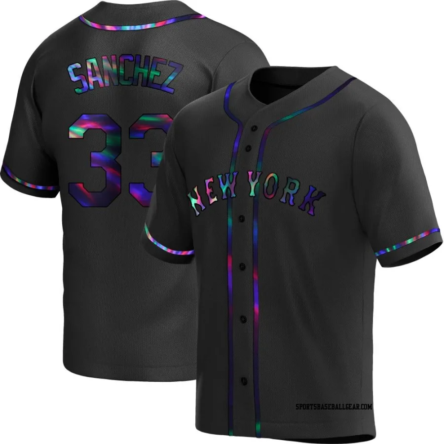 Gary Sanchez Men's New York Mets Black Holographic Replica Alternate Jersey