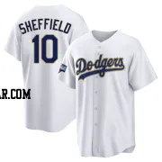 Gary Sheffield Men's Los Angeles Dodgers White/Gold Replica 2021 Gold Program Player Jersey