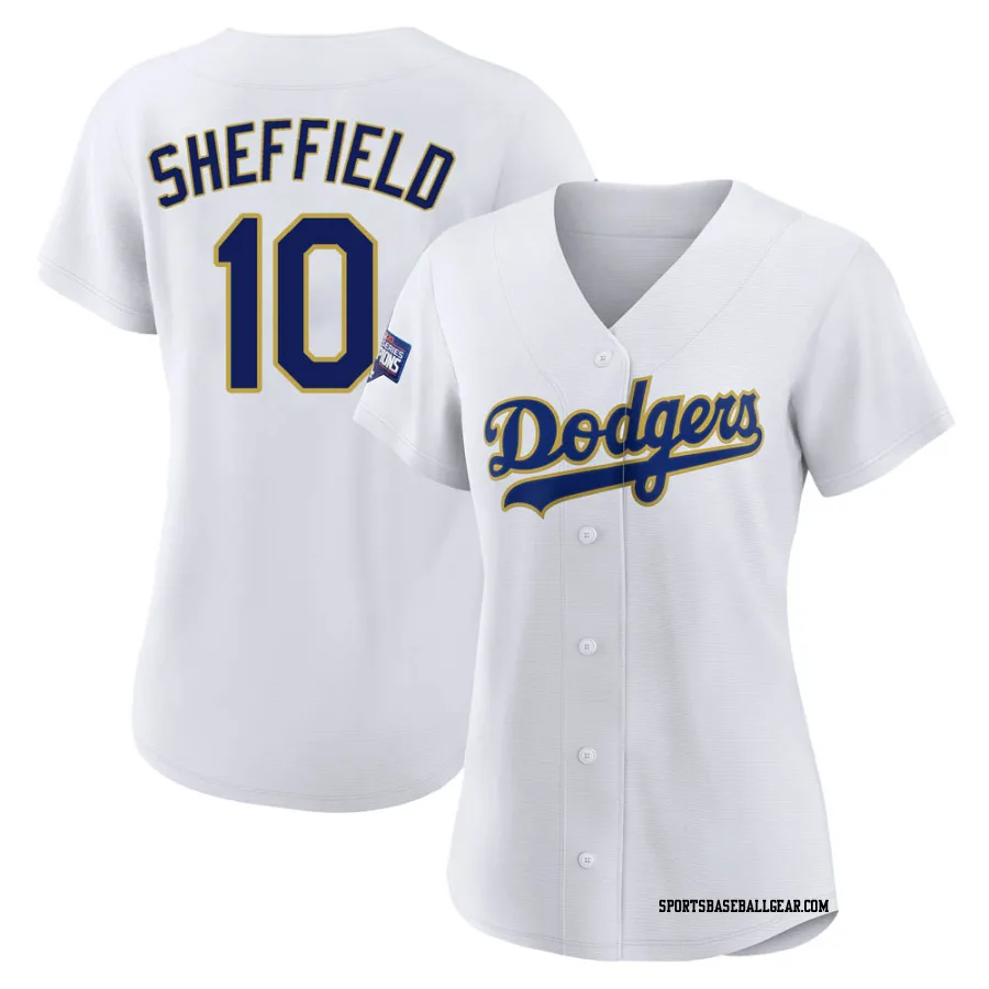 Gary Sheffield Women's Los Angeles Dodgers White/Gold Authentic 2021 Gold Program Player Jersey