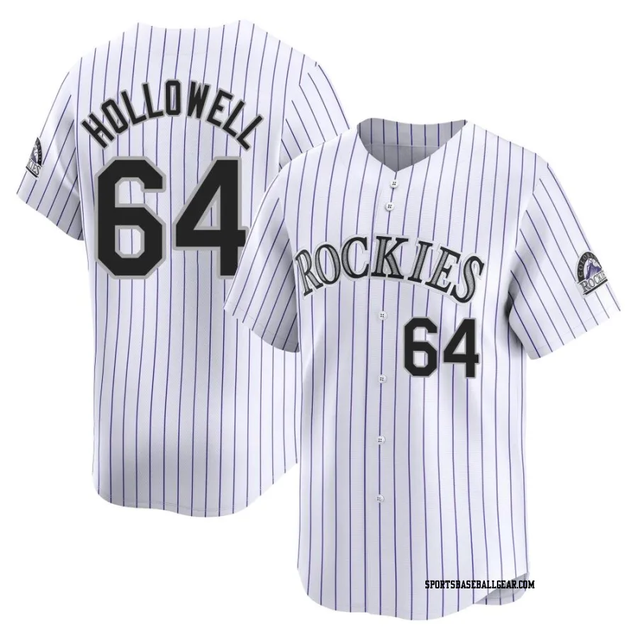 Gavin Hollowell Men's Colorado Rockies White Limited Home Jersey