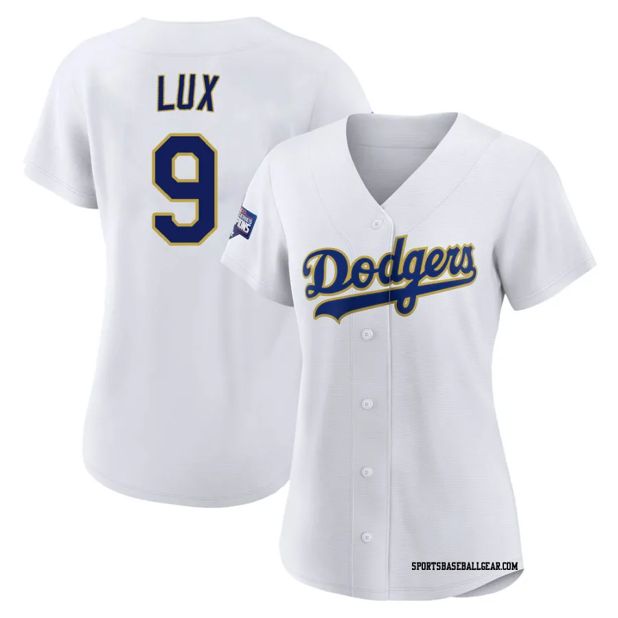 Gavin Lux Women's Los Angeles Dodgers White/Gold Authentic 2021 Gold Program Player Jersey