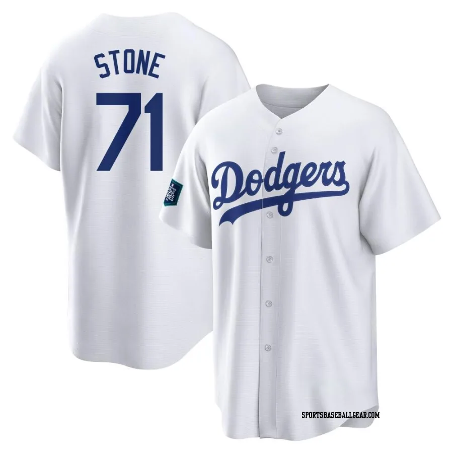 Gavin Stone Men's Los Angeles Dodgers White Replica 2024 World Tour Seoul Series Home Jersey