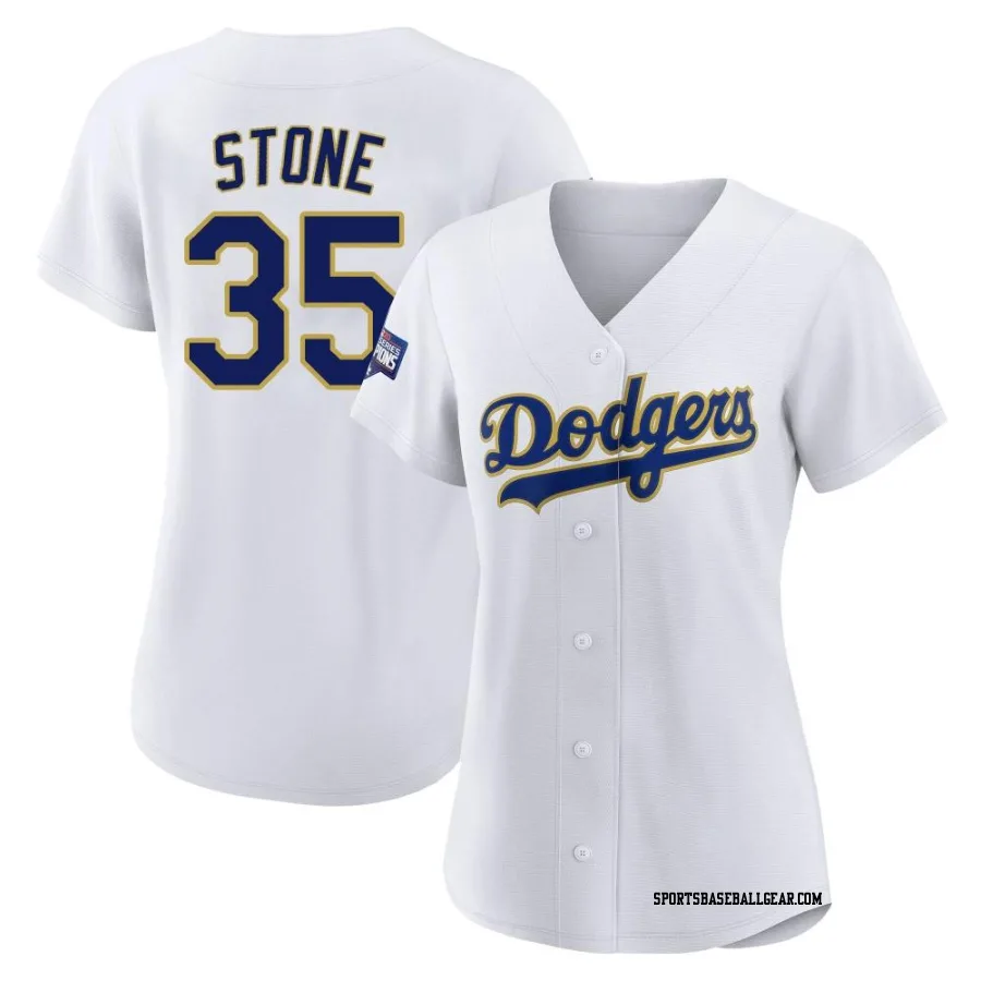 Gavin Stone Women's Los Angeles Dodgers White/Gold Authentic 2021 Gold Program Player Jersey