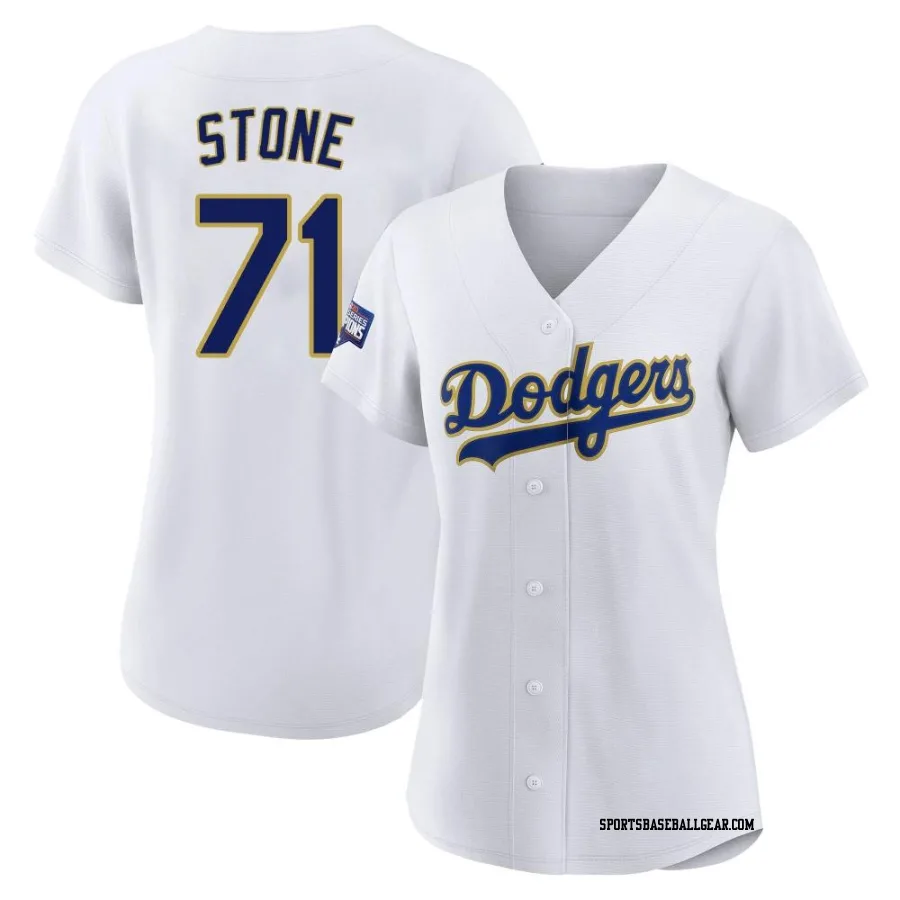 Gavin Stone Women's Los Angeles Dodgers White/Gold Authentic 2021 Gold Program Player Jersey