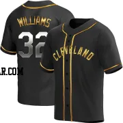 Gavin Williams Men's Cleveland Guardians Black Golden Replica Alternate Jersey