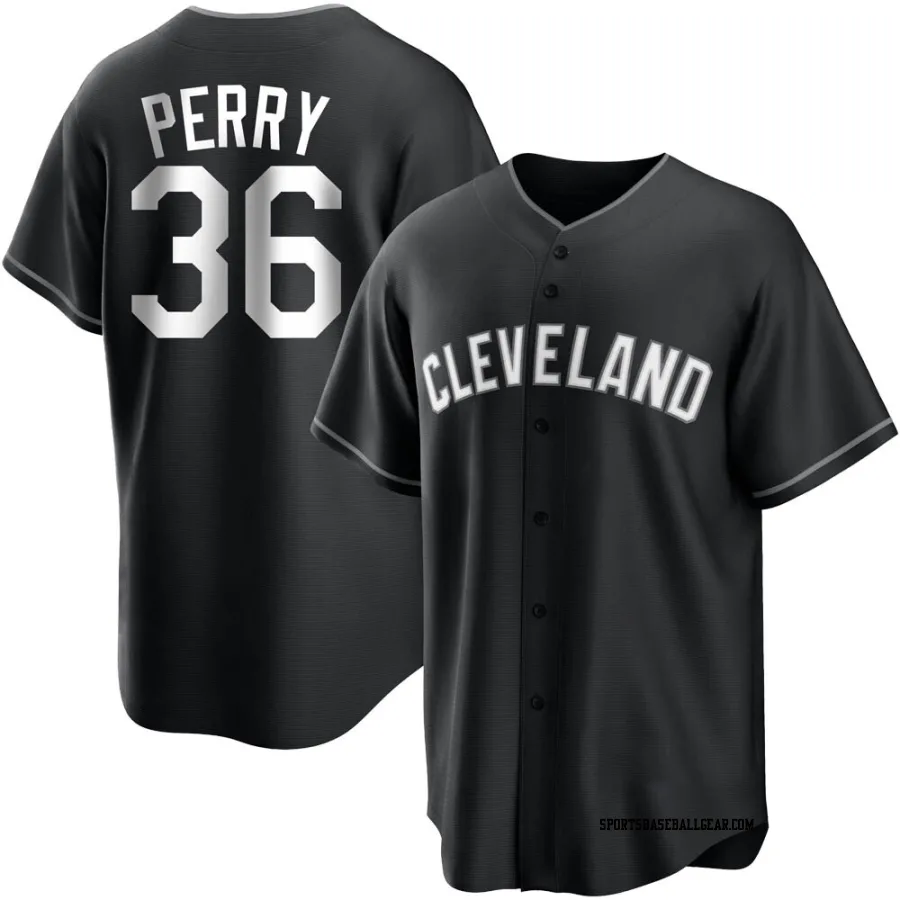 Gaylord Perry Men's Cleveland Guardians Black/White Replica Jersey