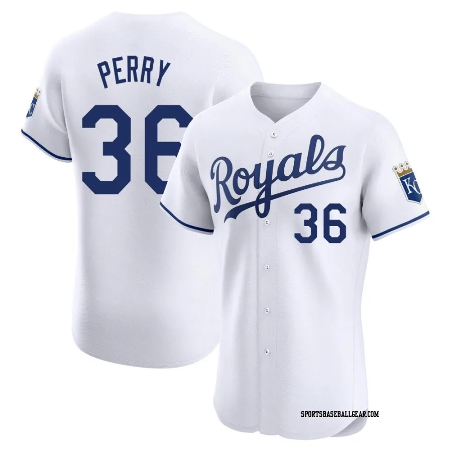 Gaylord Perry Men's Kansas City Royals White Elite Home Jersey