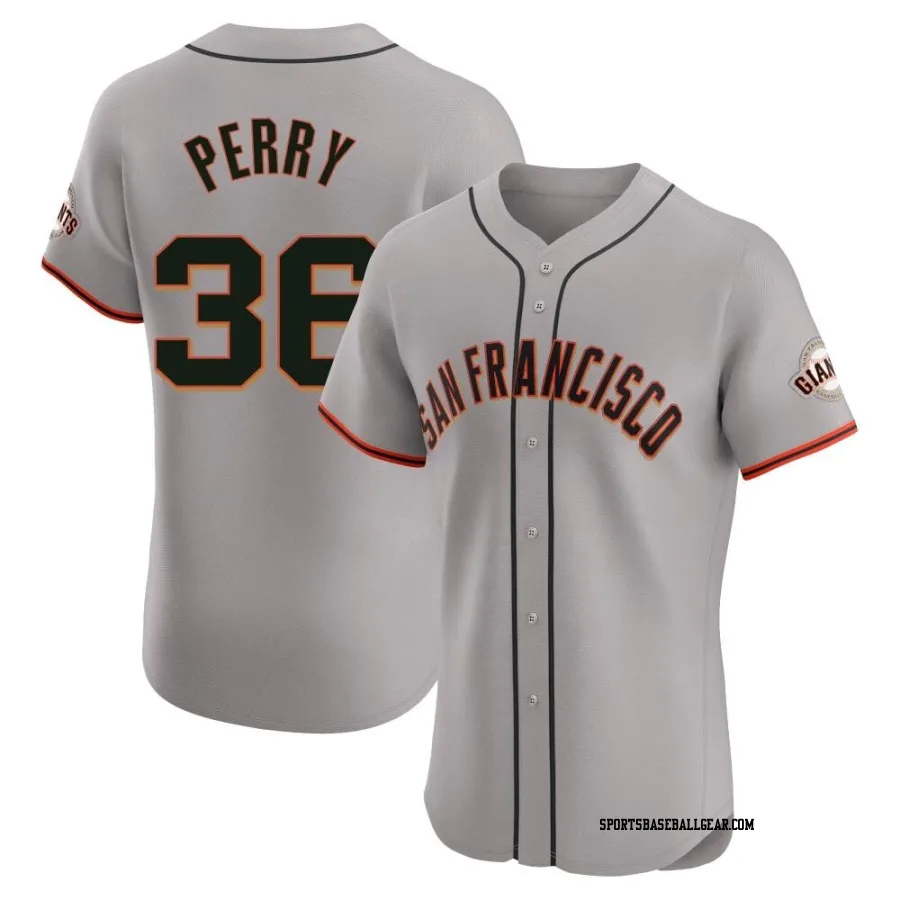 Gaylord Perry Men's San Francisco Giants Gray Elite Road Jersey