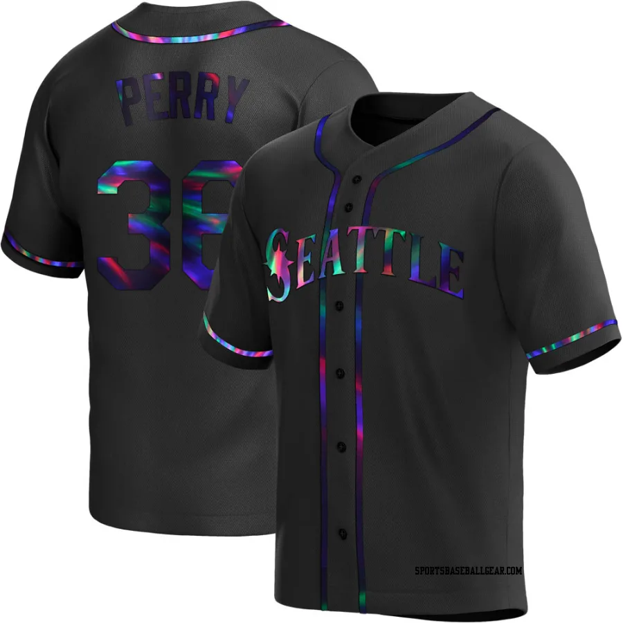 Gaylord Perry Men's Seattle Mariners Black Holographic Replica Alternate Jersey