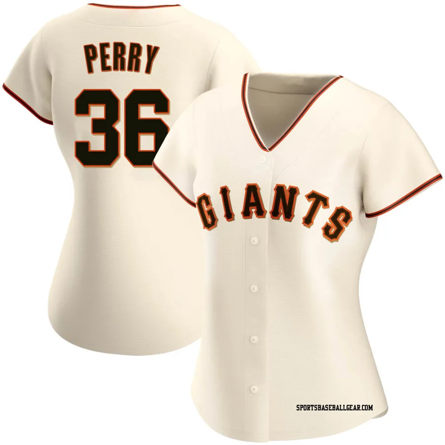 Gaylord Perry Women's San Francisco Giants Cream Replica Home Jersey