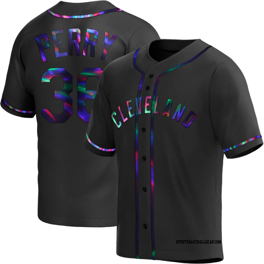 Gaylord Perry Youth Cleveland Guardians Black Holographic Replica Alternate Jersey