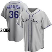 Geoff Hartlieb Men's Colorado Rockies Gray Replica Road Jersey